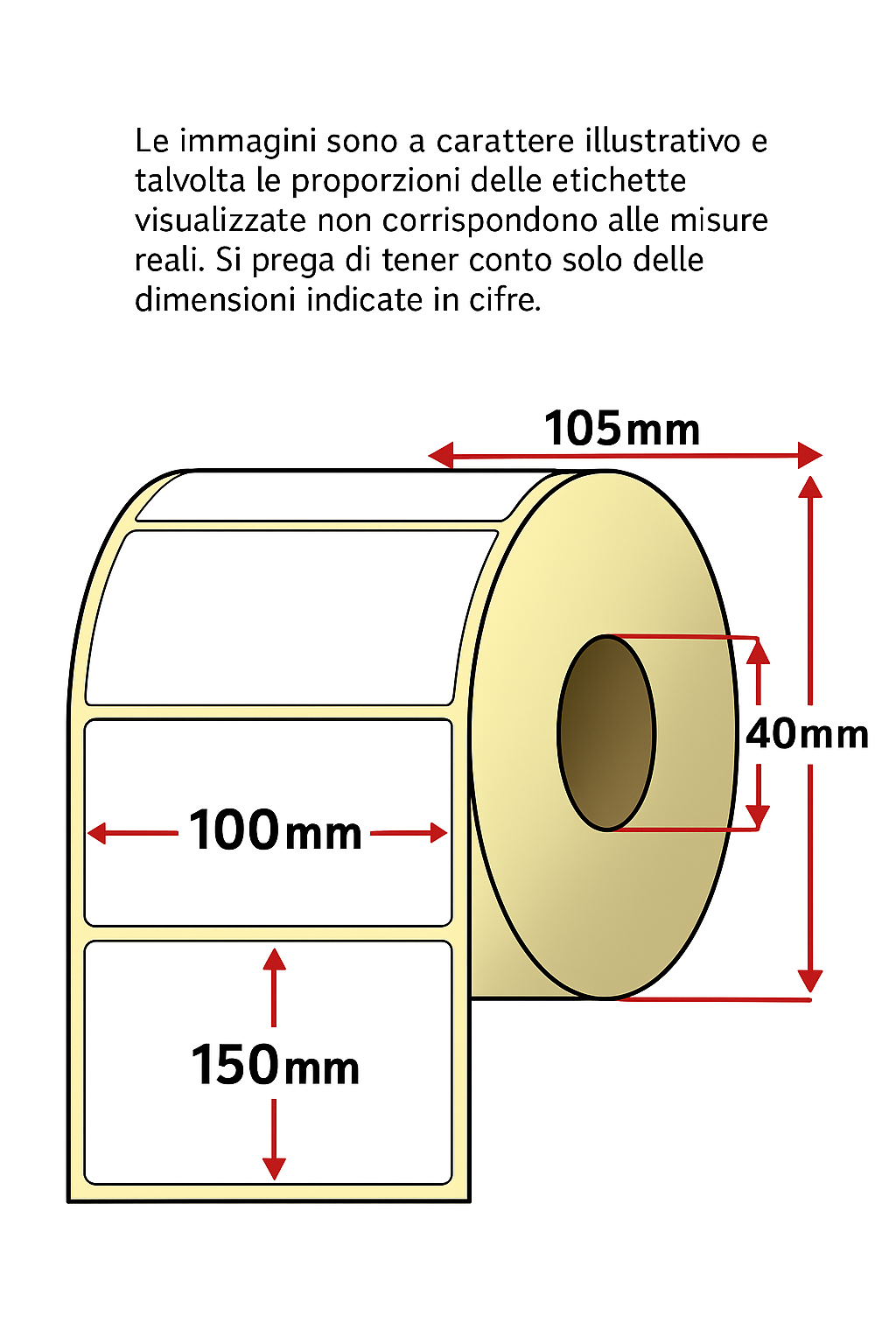 Etichette per trasferimento termico - 1 pista - 100x150 mm  - rotolo da 325 pezzi Foto prodotto