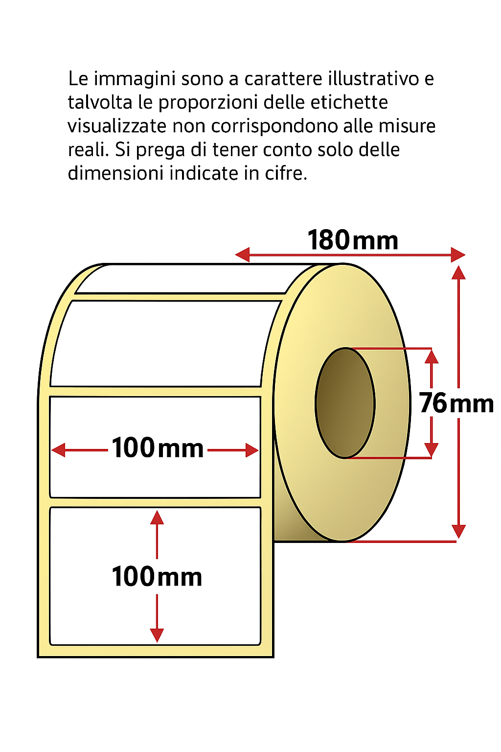 Etichette per trasferimento termico - 1 pista - 100x100 mm - rotolo da 1250 pezzi Foto prodotto