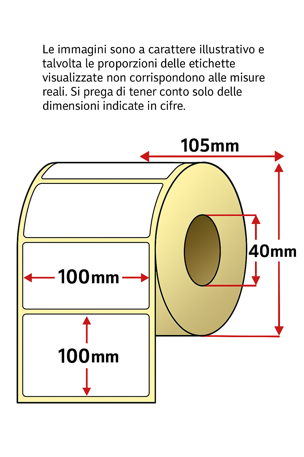 Etichette per trasferimento termico - 1 pista - 100x100 mm - rotolo da 450 pezzi Foto prodotto